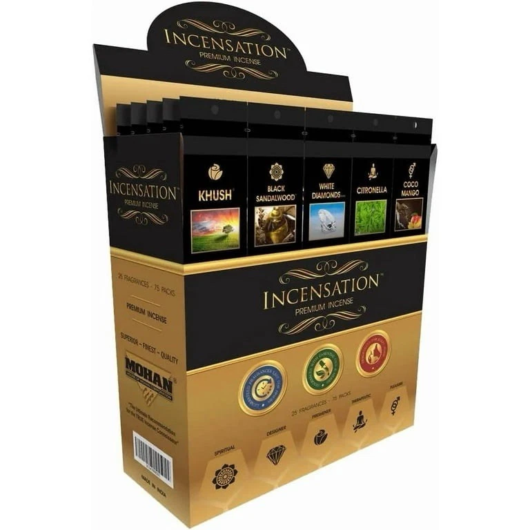 Premium Incensations Incense Sticks Pack, 25 Scents Hand Dipped Perfume Wands